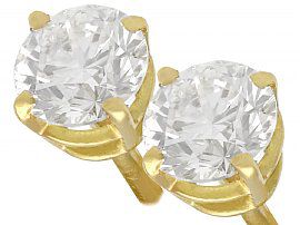 0.67 ct Diamond and 18 ct Yellow Gold Stud Earrings - Vintage Circa 1950 and Contemporary