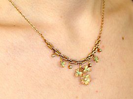 Victorian Floral Necklace Neck Wearing