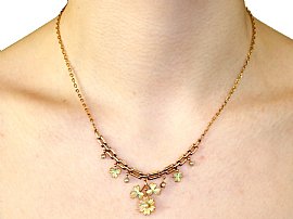 Victorian Floral Necklace Wearing