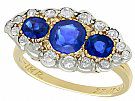 1.48 ct Sapphire and 1.04 ct Diamond, 18 ct Yellow Gold Dress Ring - Antique Circa 1900