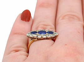 Antique Blue Sapphire and Diamond Ring Wearing