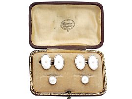 Mother of Pearl and Pearl, 14ct Gold Gents Dress Set - Vintage Czechoslovakian Circa 1950