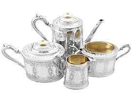 Sterling Silver Four Piece Tea and Coffee Service by Atkin Brothers - Antique Victorian (1870)