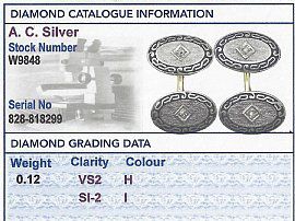 Antique Cufflinks diamond grading certificate