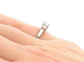 18ct White Gold Three Stone Ring Wearing Hand