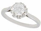 0.55 ct Diamond and 18 ct White Gold, Platinum Set Solitaire Ring - Vintage French Circa 1950