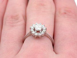 1940s Diamond Cluster Ring on Finger