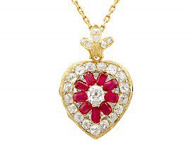4.55ct Diamond and Synthetic Ruby, 18ct Yellow Gold Pendant / Locket - Antique Victorian