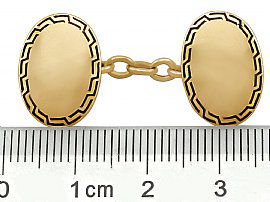 Antique Enamel & Gold Cufflinks Ruler